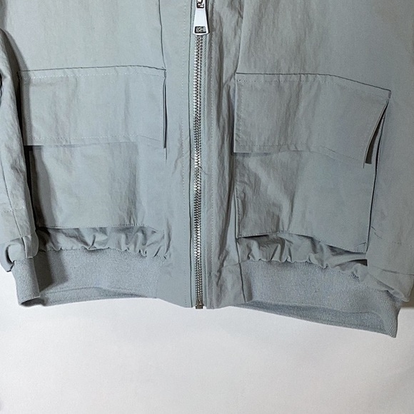 ANTHROPOLOGIE Spring Gray Runched Bomber Jacket Size XXS - Picture 4 of 10